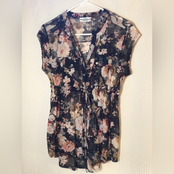 🌟5xHP!🌟 Aria Blue Maternity | Sheer Floral Top - Picture 2 of 7